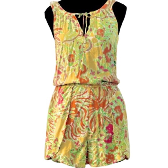 Lily Pulitzer for Target XS Shorts Romper Tropical floral  Multicolor Cruise - Picture 1 of 15